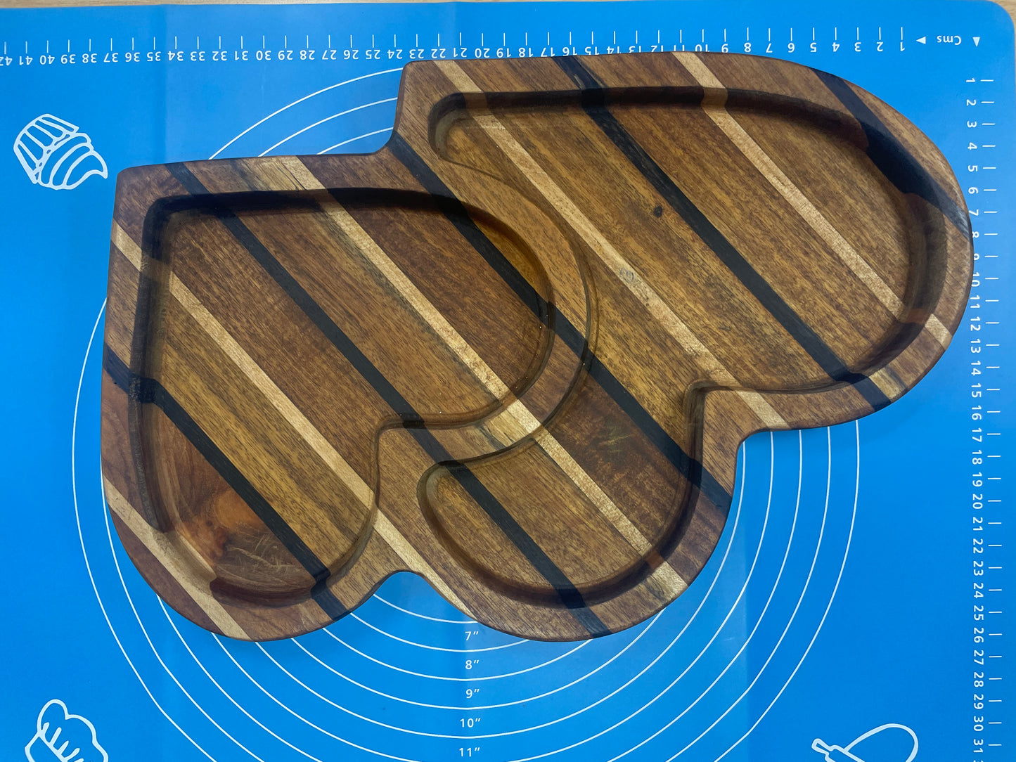 Wooden Heart Tray-with Two Slots