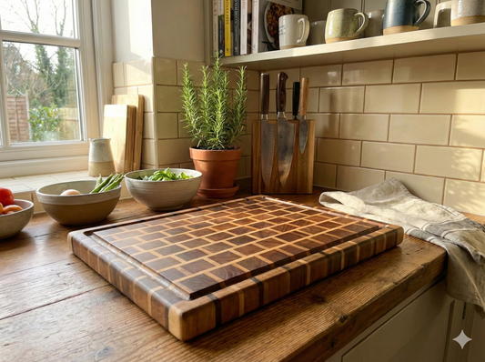 Endgrain Cutting Board: Maple & Mahogany & Wenge Brick Wall Design-->Mahogany