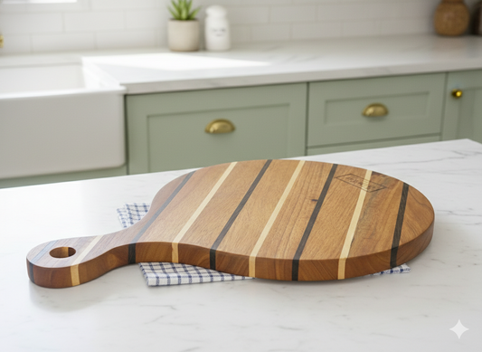 Chopping Board- Circle With Line Pattern and Handle