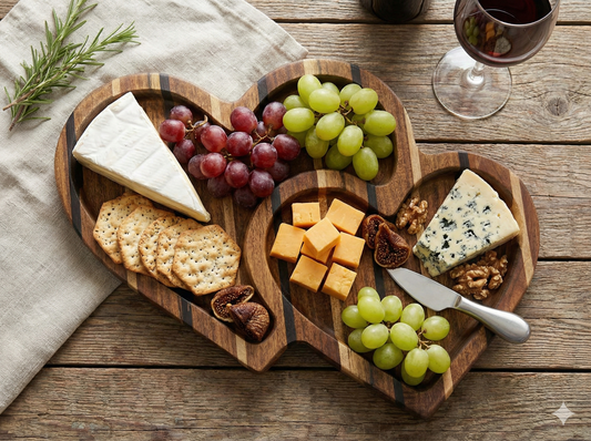 Wooden Heart Tray-with Two Slots